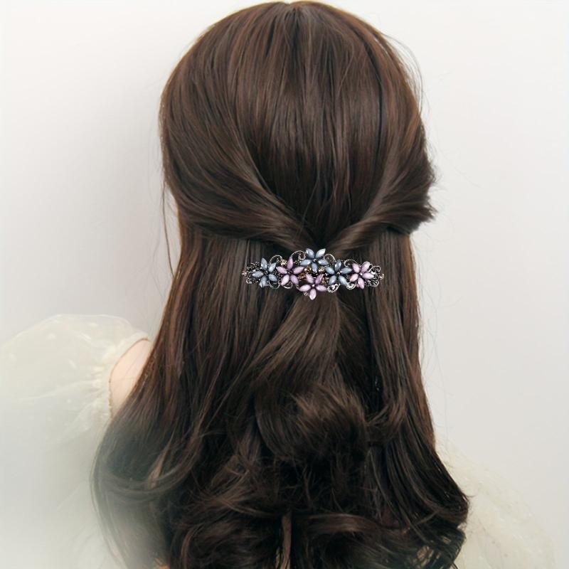 Vintage Flower Barrette Rhinestone Hair Clips Women