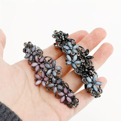 Vintage Flower Barrette Rhinestone Hair Clips Women
