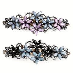 Vintage Flower Barrette Rhinestone Hair Clips Women