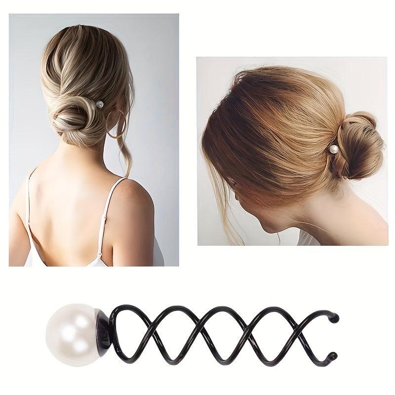 3pcs Bun Maker Tools Hair Accessories Faux Pearl Hair Pin Decoration