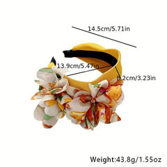 Boho Flower Wide Headband Leopard Floral Print