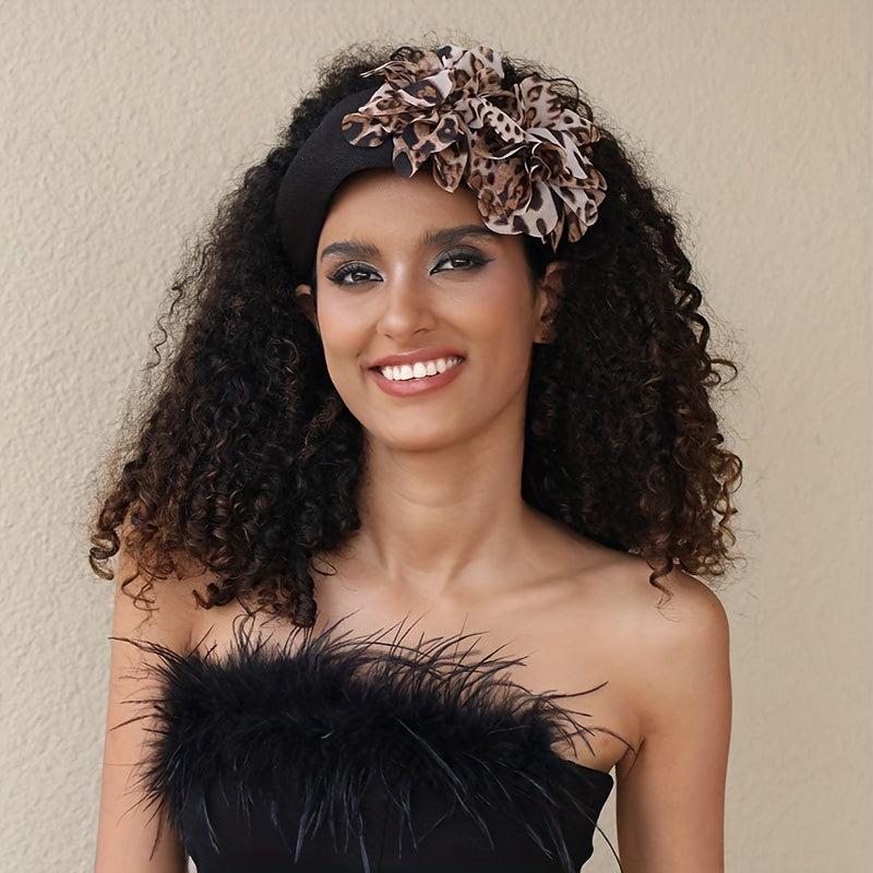 Boho Flower Wide Headband Leopard Floral Print