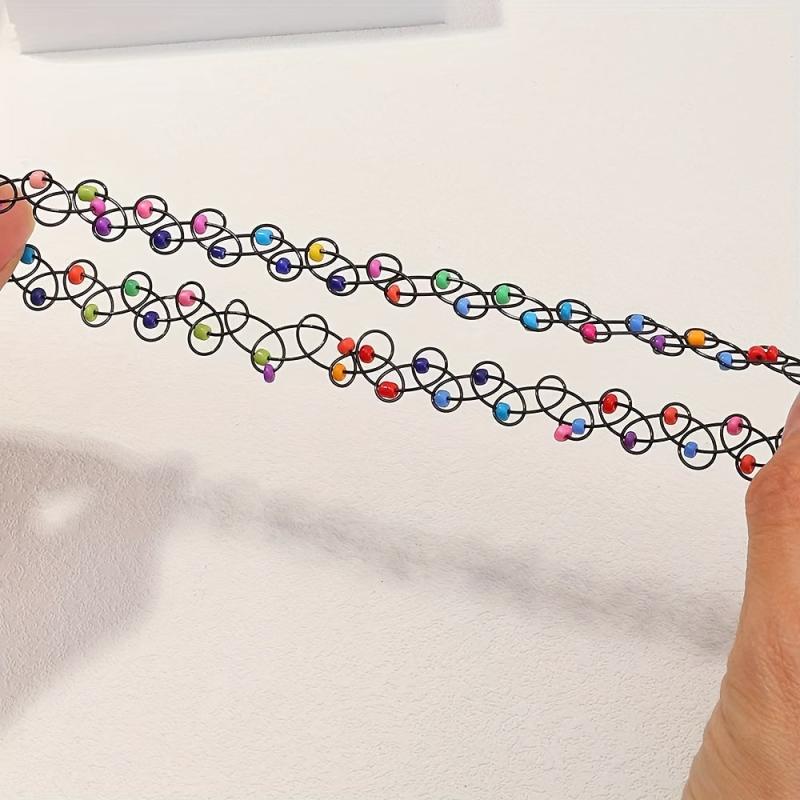 12pcs Sexy Stretch Collarbone Chain Neck Chain Tattoo Choker Necklace