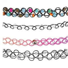 12pcs Sexy Stretch Collarbone Chain Neck Chain Tattoo Choker Necklace