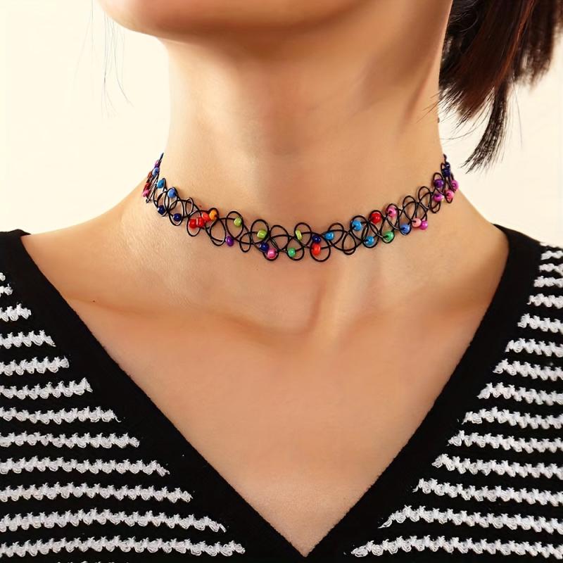 12pcs Sexy Stretch Collarbone Chain Neck Chain Tattoo Choker Necklace
