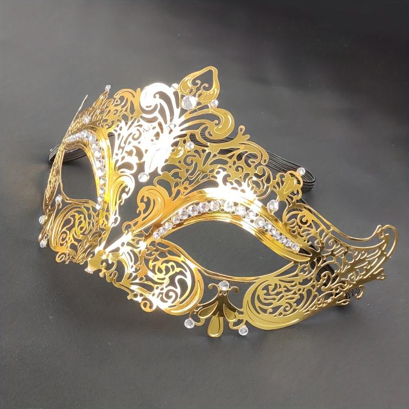 Golden Metal Rhinestone Mask for Party Games