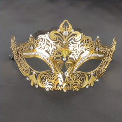 Golden Metal Rhinestone Mask for Party Games