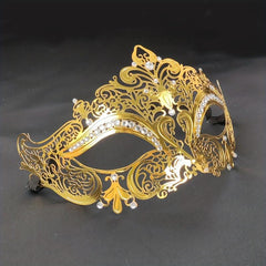 Golden Metal Rhinestone Mask for Party Games