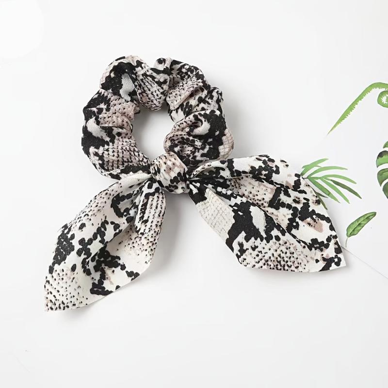 Leopard Print Bow Hair Scarf Scrunchies Boho Hair Tie Elastic Hair Scrunchy