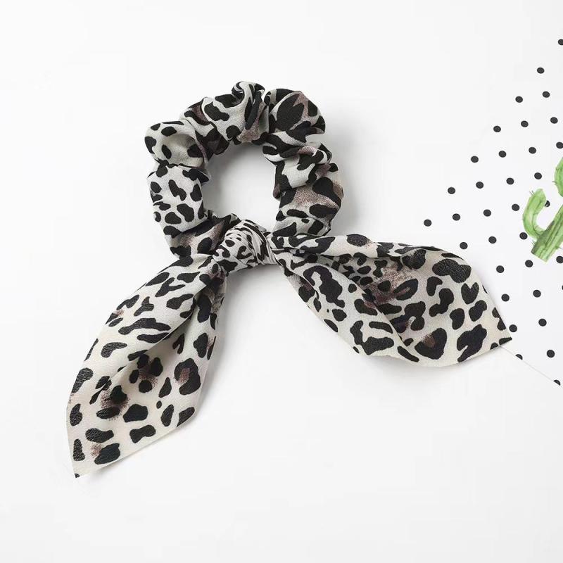 Leopard Print Bow Hair Scarf Scrunchies Boho Hair Tie Elastic Hair Scrunchy
