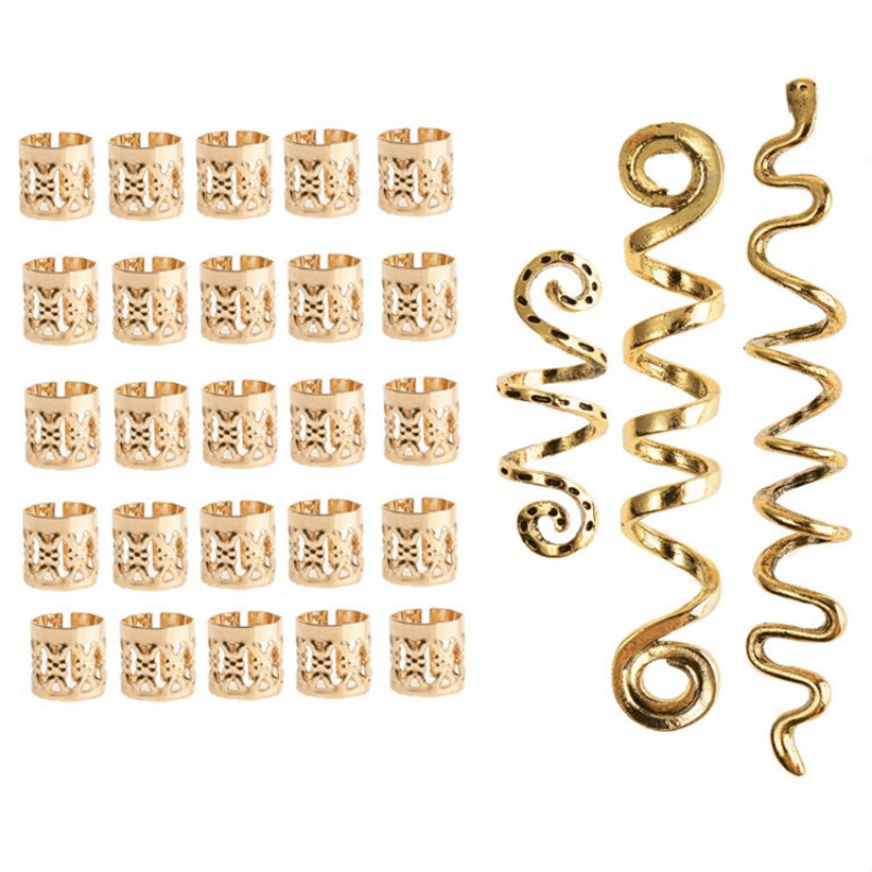 African Dreadlock Braid Hair Ring Metal Hair Accessories Set