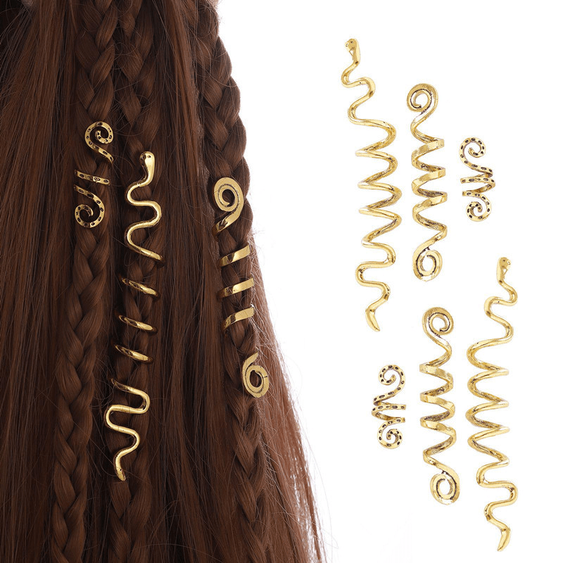 African Dreadlock Braid Hair Ring Metal Hair Accessories Set