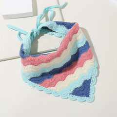 Colorful Triangle Crochet Bandana Pattern Head Scarf Pastoral Style