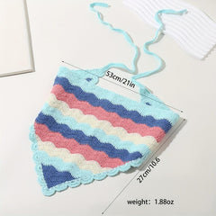Colorful Triangle Crochet Bandana Pattern Head Scarf Pastoral Style