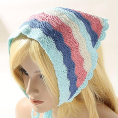 Colorful Triangle Crochet Bandana Pattern Head Scarf Pastoral Style