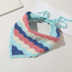 Colorful Triangle Crochet Bandana Pattern Head Scarf Pastoral Style