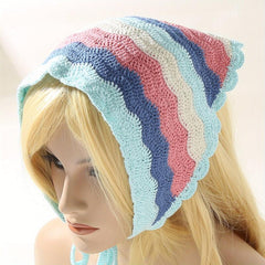 Colorful Triangle Crochet Bandana Pattern Head Scarf Pastoral Style
