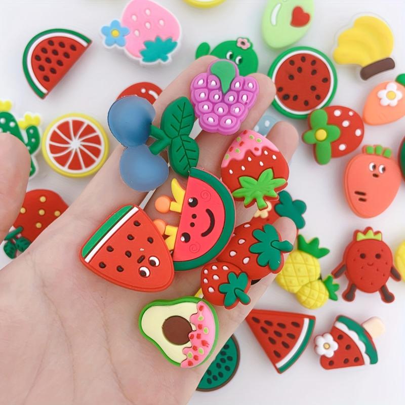 36pcs Cartoon Plants Shoe Charm Resin Shoe Buckle Clogs DIY Accessories