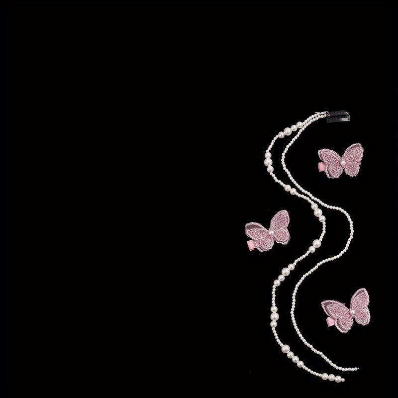 Faux Pearl Beaded Hair Tassel Clip for Girls