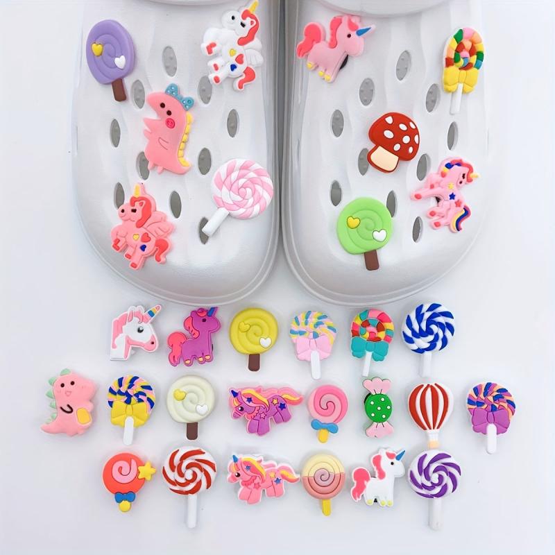 Rainbow Horse Lollipop Shoe Charm Buckle DIY Sandals Accessories