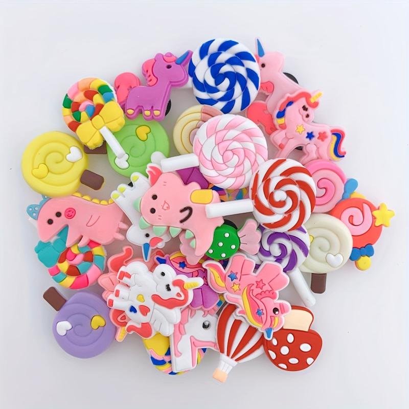 Rainbow Horse Lollipop Shoe Charm Buckle DIY Sandals Accessories