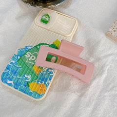 Pink Rectangle Hair Claw Clip Non Slip Strong Hold Grip Hair Jaw Clip