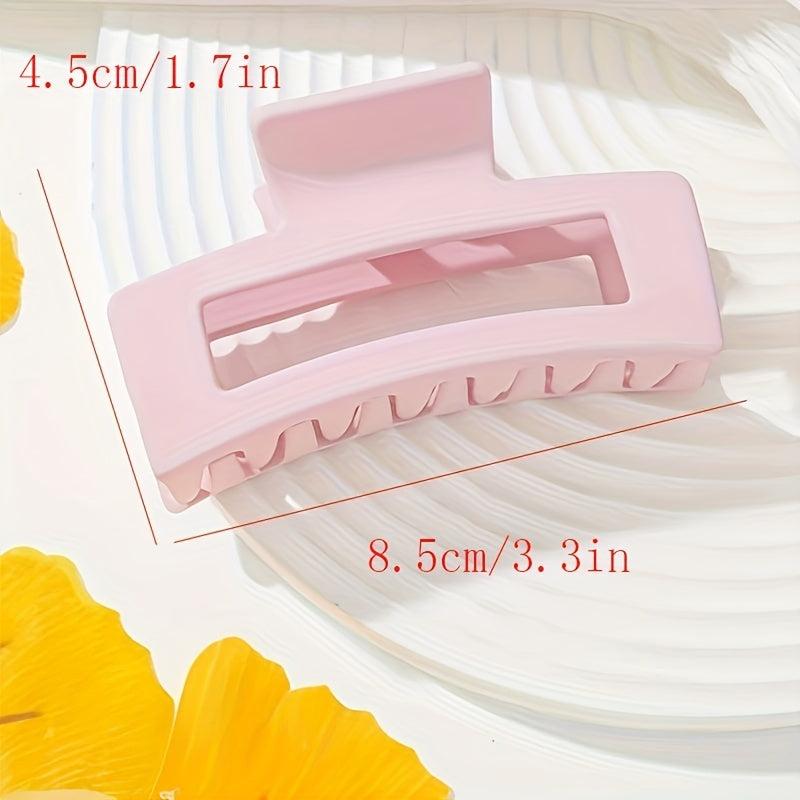 Pink Rectangle Hair Claw Clip Non Slip Strong Hold Grip Hair Jaw Clip