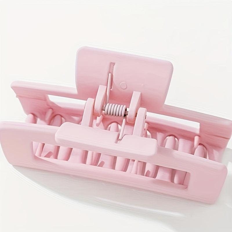 Pink Rectangle Hair Claw Clip Non Slip Strong Hold Grip Hair Jaw Clip