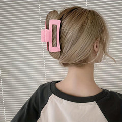 Pink Rectangle Hair Claw Clip Non Slip Strong Hold Grip Hair Jaw Clip