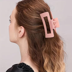 Pink Rectangle Hair Claw Clip Non Slip Strong Hold Grip Hair Jaw Clip