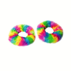2pcs Rainbow Hair Rop Halloween Party Plush Hand Bracelet