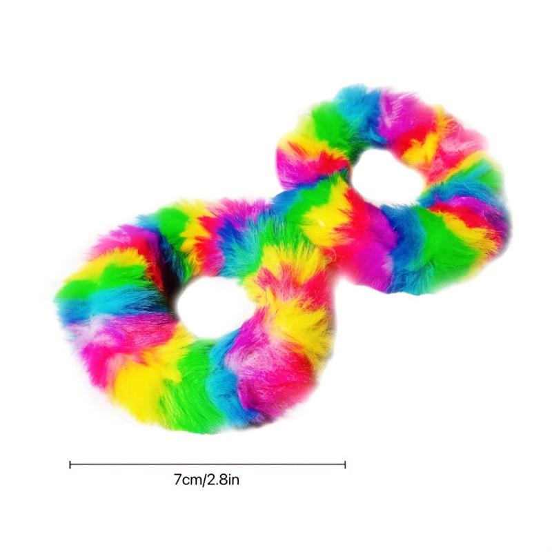 2pcs Rainbow Hair Rop Halloween Party Plush Hand Bracelet