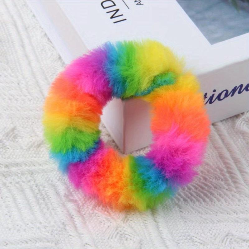 2pcs Rainbow Hair Rop Halloween Party Plush Hand Bracelet