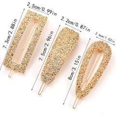 3pcs Alloy Sparkling Hair Clip Cold Style Hair Jewelry