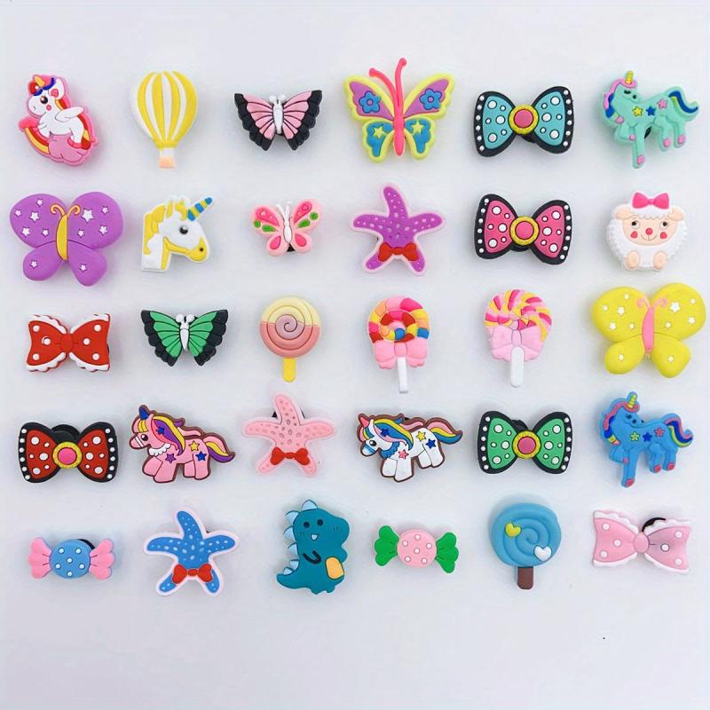 30pcs Cartoon Shoe Charm PVC Rubber Shoe Buckle Clogs DIY Accessories