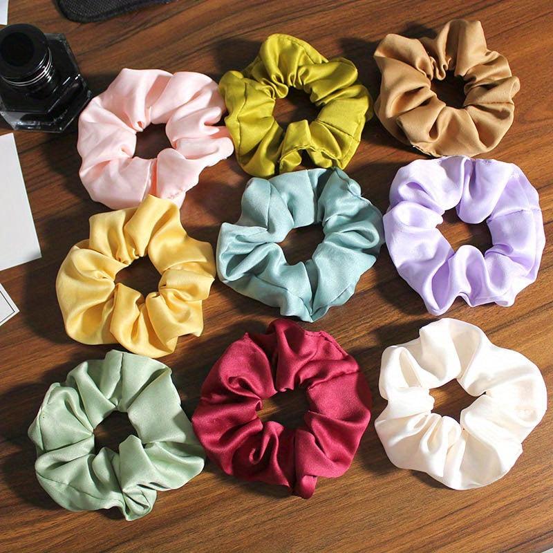 9pcs Silky Scrunchies Hair Tie Soft Hair Ring For Ponytail
