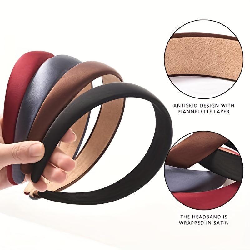 Satin Solid Headband Sponge Padded Head Hoop Hair Band Hair Accessories