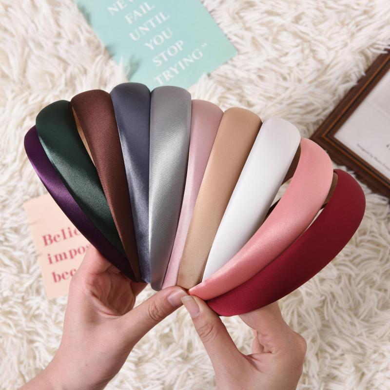 Satin Solid Headband Sponge Padded Head Hoop Hair Band Hair Accessories