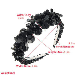 Crystal Flower Beaded Wide Brim Headband Headdress Hair Accessories