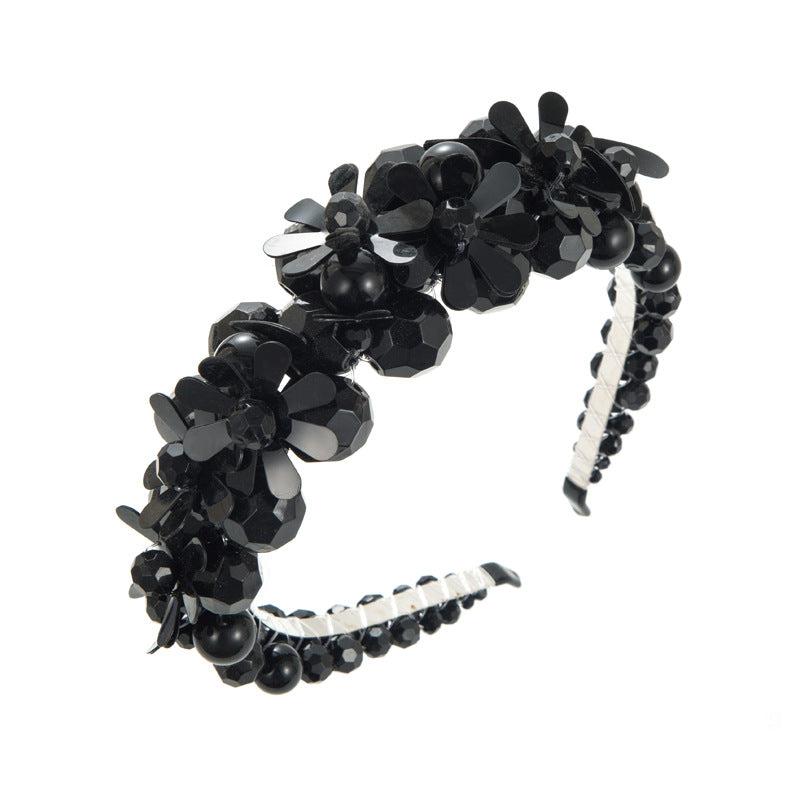 Crystal Flower Beaded Wide Brim Headband Headdress Hair Accessories