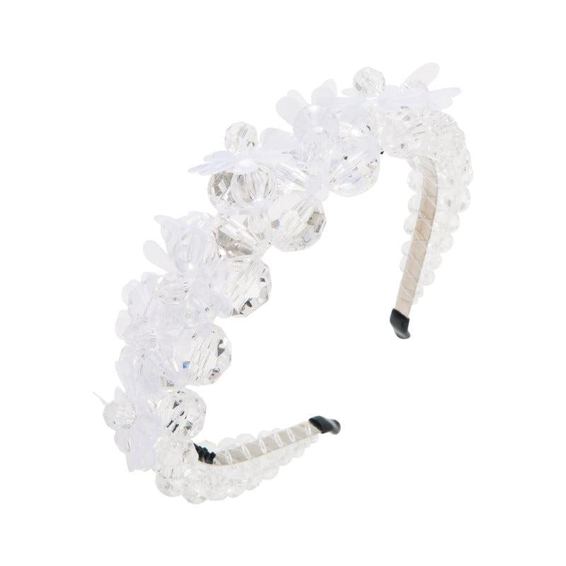 Crystal Flower Beaded Wide Brim Headband Headdress Hair Accessories