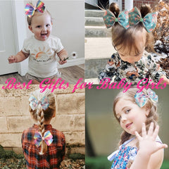 5pcs Rainbow Grosgrain Ribbon Bows Clips for Kids