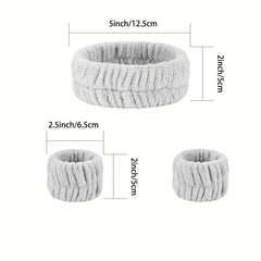 3 Pack Spa Headband For Washing Face Makeup Headband Bow Tie Hair Band