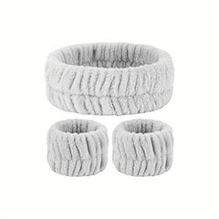 3 Pack Spa Headband For Washing Face Makeup Headband Bow Tie Hair Band