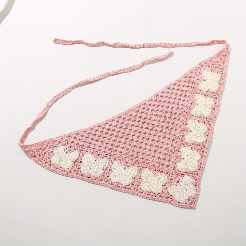 Butterfly Crochet Triangular Scarf Sweet Bandana Headband Hair Accessory