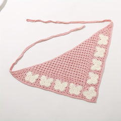 Butterfly Crochet Triangular Scarf Sweet Bandana Headband Hair Accessory