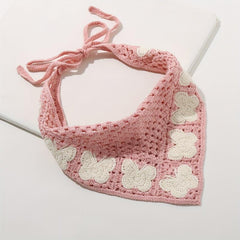 Butterfly Crochet Triangular Scarf Sweet Bandana Headband Hair Accessory