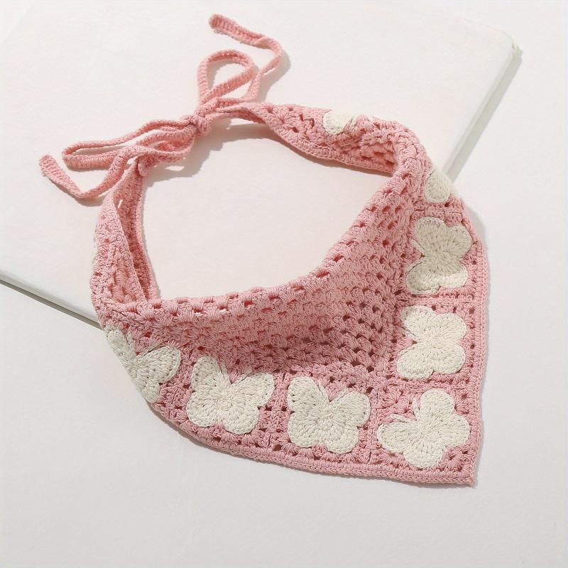 Butterfly Crochet Triangular Scarf Sweet Bandana Headband Hair Accessory