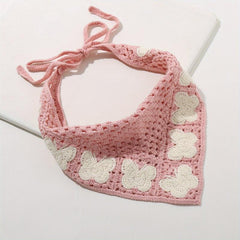 Butterfly Crochet Triangular Scarf Sweet Bandana Headband Hair Accessory
