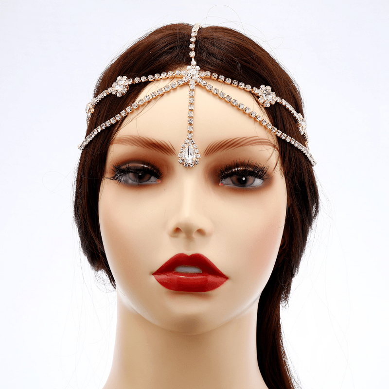 Crystal Drop Headpiece Wedding Hair Chain